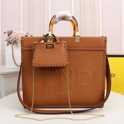 Fendi Sunshine Tote Bag With Decorative Stitching