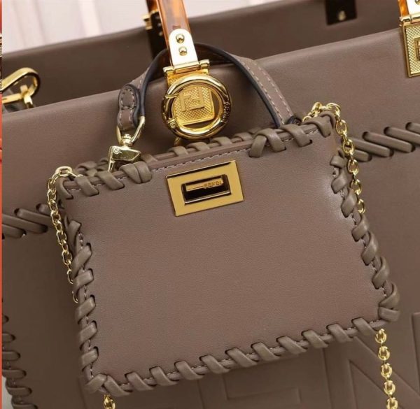 Fendi Sunshine Tote Bag With Decorative Stitching